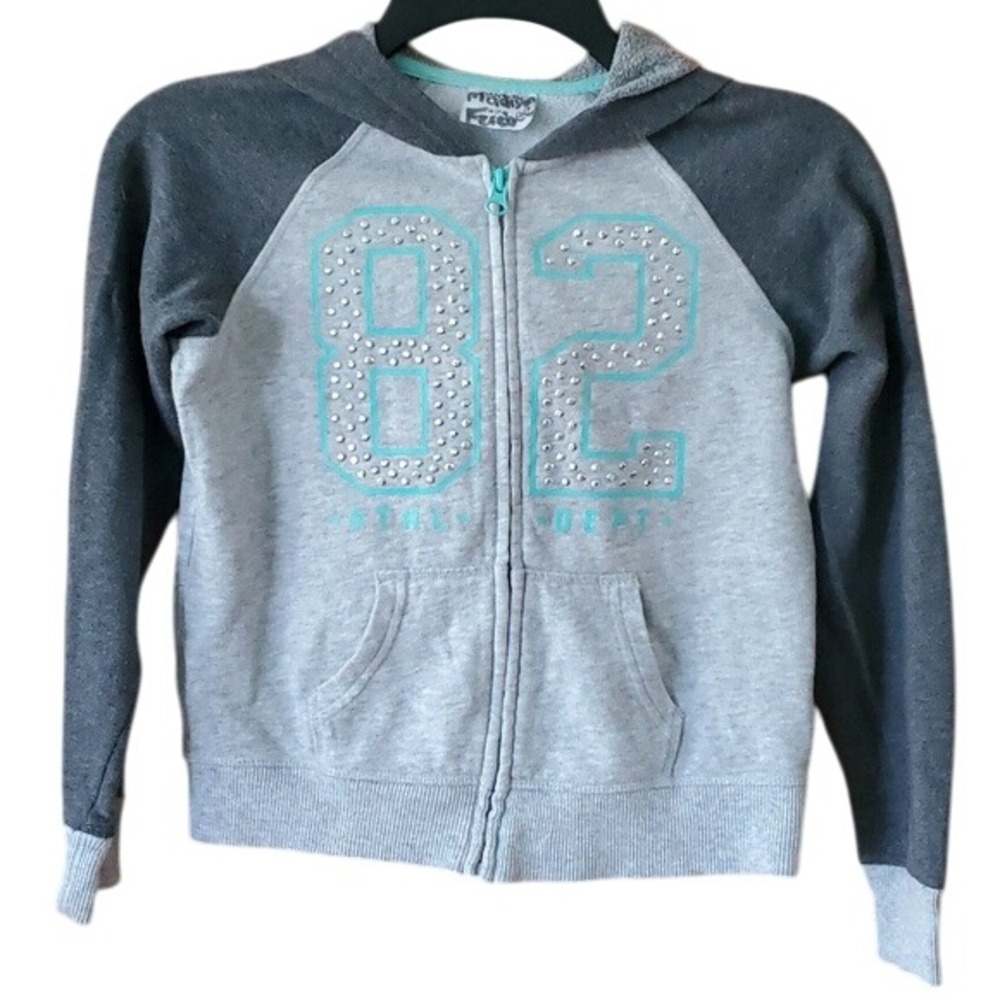 Danskin Now Girls Lightweight Gray 82 Zip Up Hooded Coat Size 7-8‎